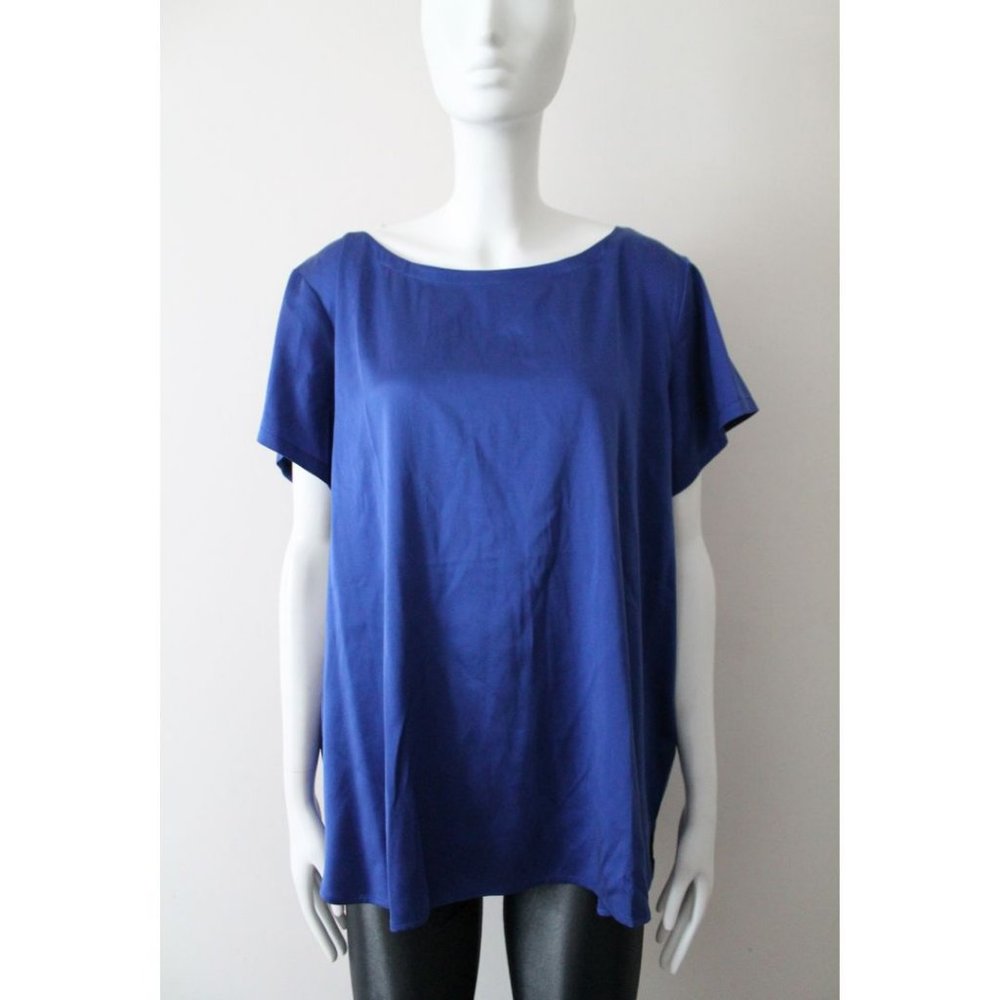 Eileen Fisher Silk Georgette Bateau Neck Box Top ADRTC Size XL